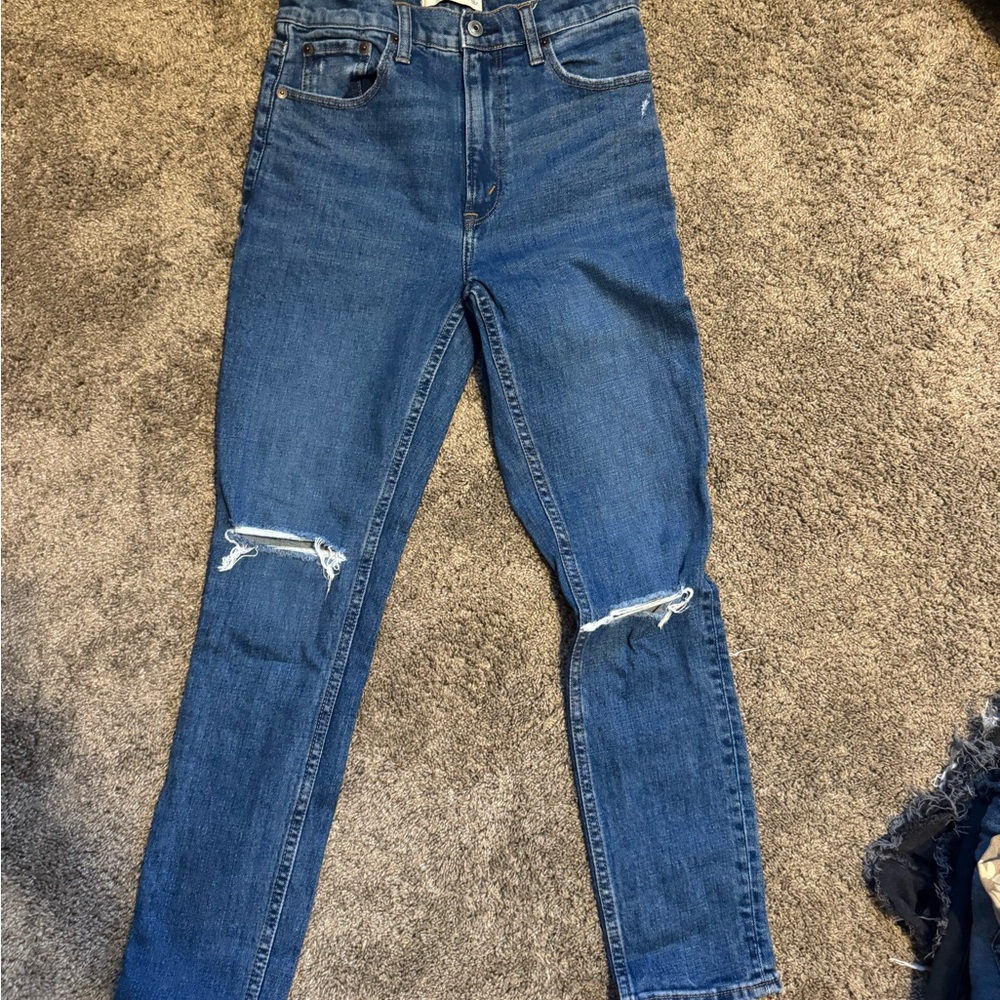 Abercrombie & Fitch Blue Ripped Skinny Jeans